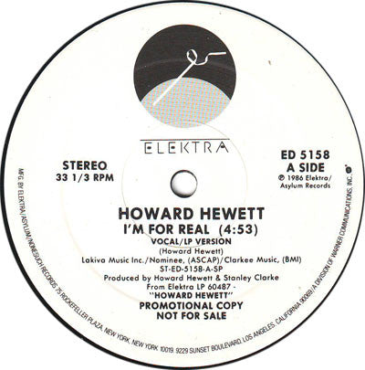 Howard Hewett : I'm For Real (12", Promo)