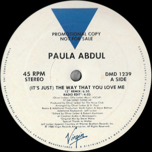 Paula Abdul : (It's Just) The Way That You Love Me (12", Promo)