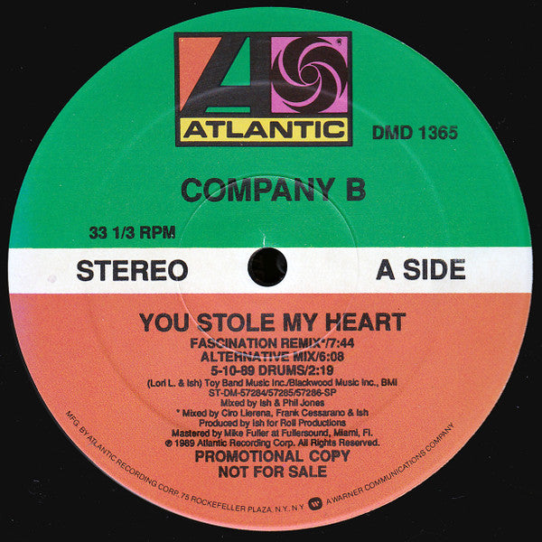 Company B : You Stole My Heart (12", Promo)
