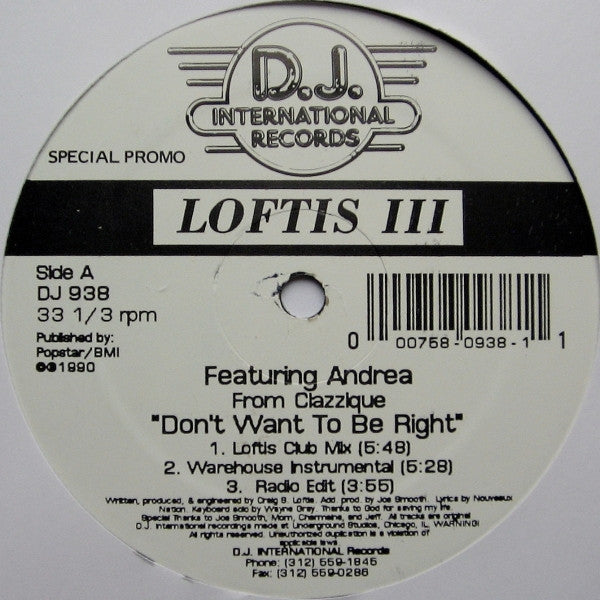 Craig S. Loftis Featuring Andrea Salazar / Steel Gray : Don't Want To Be Right / Do You Want To Dance? (12", Promo)