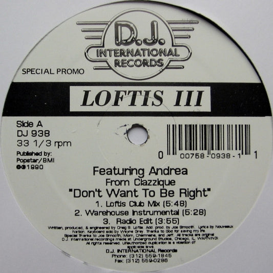 Craig S. Loftis Featuring Andrea Salazar / Steel Gray : Don't Want To Be Right / Do You Want To Dance? (12", Promo)