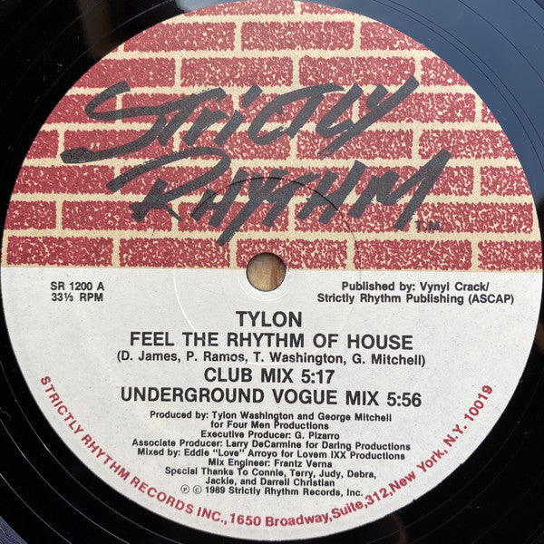 Tylon Washington : Feel The Rhythm Of House (12")
