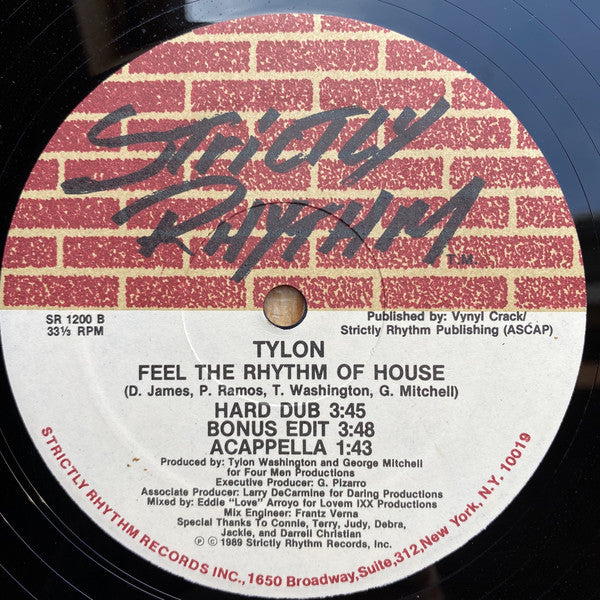Tylon Washington : Feel The Rhythm Of House (12")