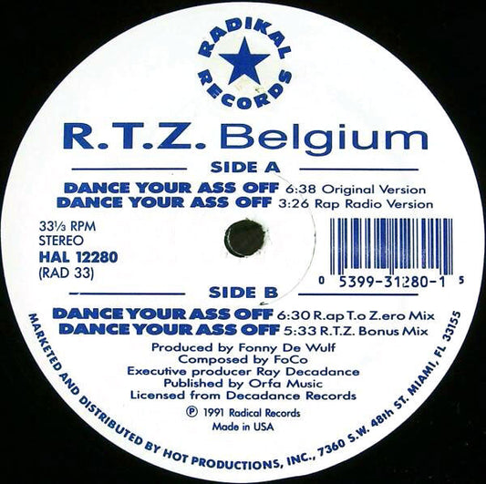 R.T.Z. : Dance Your Ass Off (12")