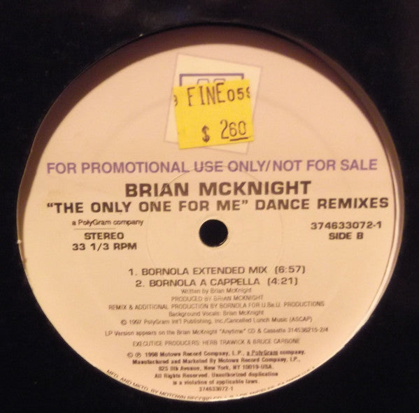 Brian McKnight : The Only One For Me (Dance Remixes) (12", Promo)