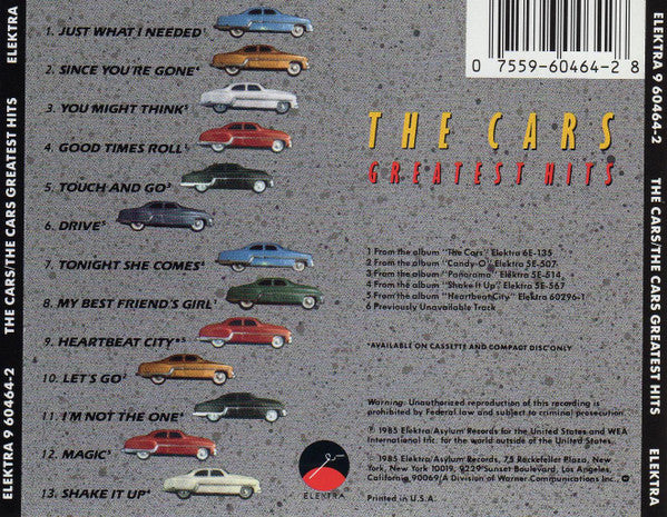 The Cars : The Cars Greatest Hits (CD, Comp, RP, WEA)