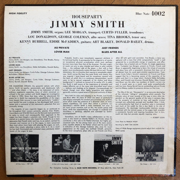 Jimmy Smith : House Party (LP, Album, Mono)