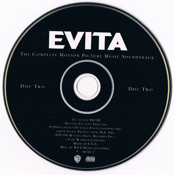 Andrew Lloyd Webber And Tim Rice : Evita (The Complete Motion Picture Music Soundtrack) (2xCD, Album, RE, RP)