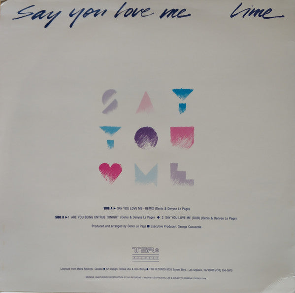 Lime (2) : Say You Love Me (12")