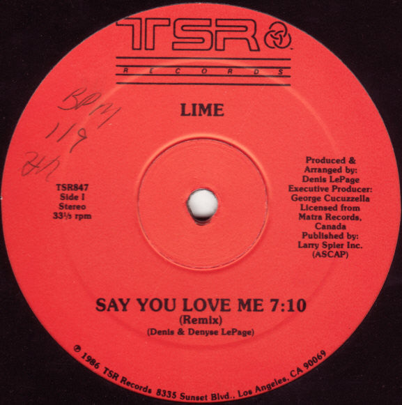 Lime (2) : Say You Love Me (12")