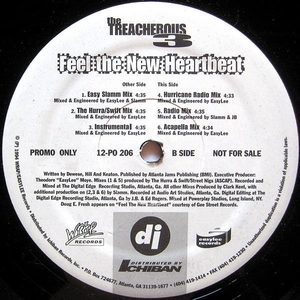Treacherous Three : Feel The New Heartbeat (12", Promo)