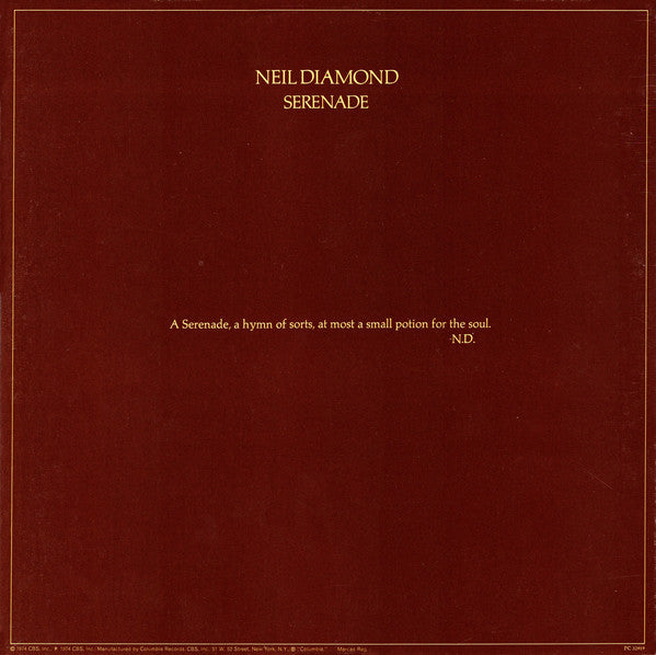 Neil Diamond : Serenade (LP, Album, RE)