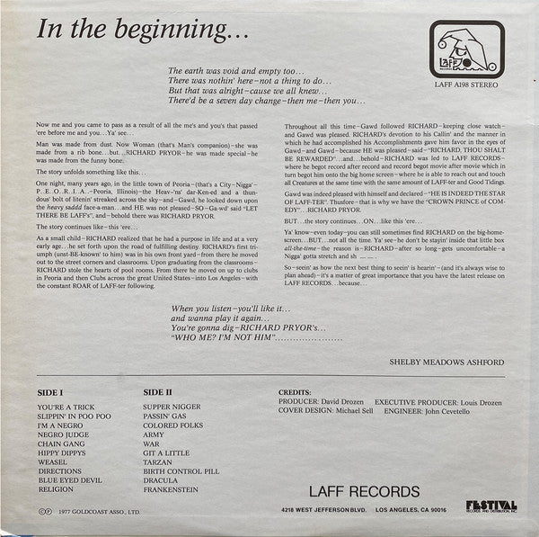 Richard Pryor : Who Me? I'm Not Him (LP, Album)