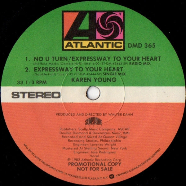 Karen Young : No U Turn / Expressway To Your Heart (12", Promo, SP )