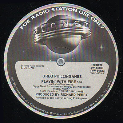 Greg Phillinganes : Playin' With Fire (12", Promo)