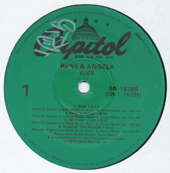 René & Angela : Rise (LP, Album, RE)