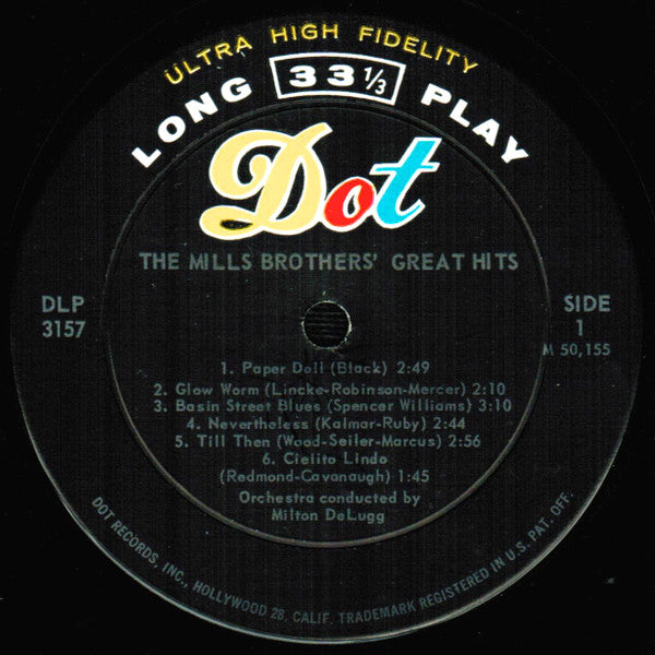 The Mills Brothers : The Mills Bros. Great Hits (LP, Album, Mono, Ind)