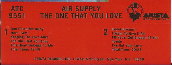 Air Supply : The One That You Love (Cass, Album)