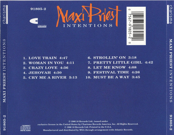 Maxi Priest : Intentions (CD, Album)