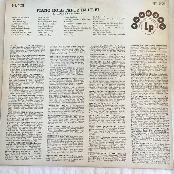 J. Lawrence Cook : Piano Roll Party In Hi-Fi (LP)