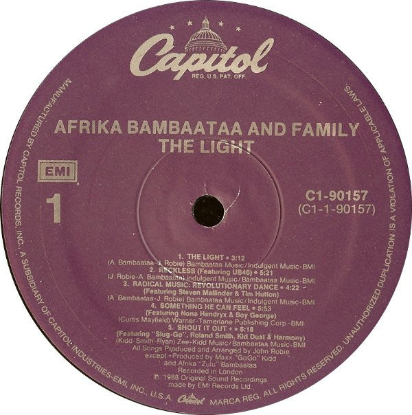 Afrika Bambaataa & Family : The Light (LP, Album)