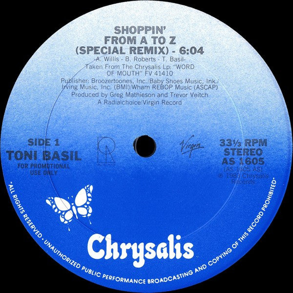 Toni Basil : Shoppin' From A To Z (Special Club Mix) (12", Promo)