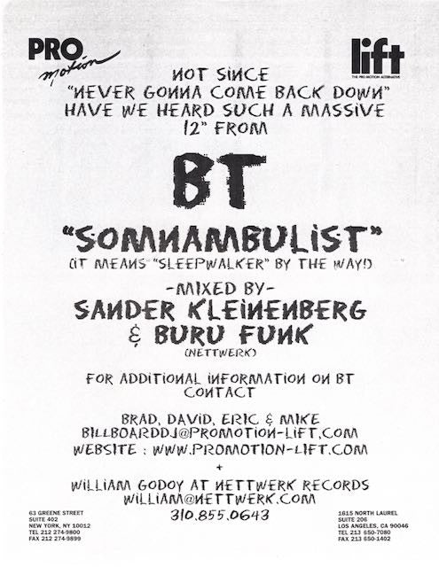 BT : Somnambulist (Remix) (12", Promo, W/Lbl)