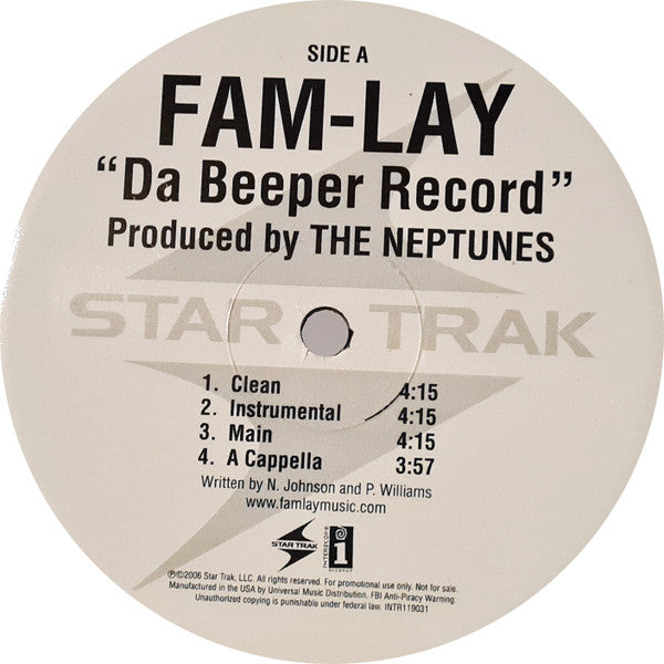 Fam-Lay : Da Beeper Record (12", Promo)