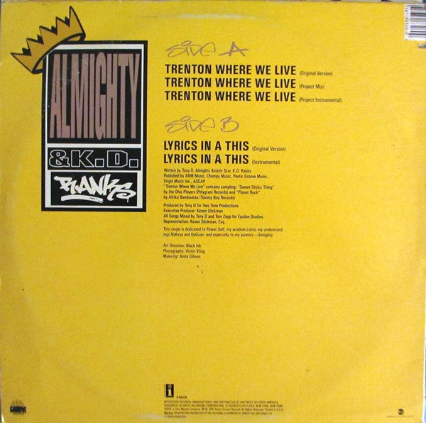 Almighty Asiatic Star & K.D. Ranks : Trenton Where We Live (12", Promo)