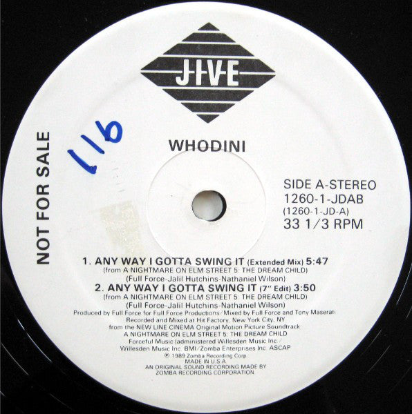 Whodini : Any Way I Gotta Swing It (12", Promo)