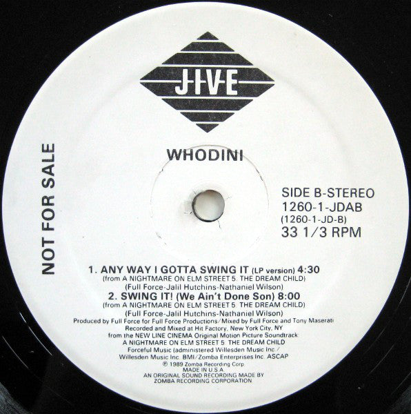 Whodini : Any Way I Gotta Swing It (12", Promo)