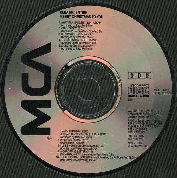 Reba McEntire : Merry Christmas To You (CD, Album, Club)
