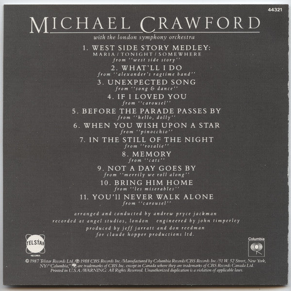 Michael Crawford With The London Symphony Orchestra : Songs From The Stage And Screen (CD, Album)