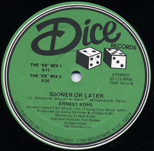 Ernest Kohl : Sooner Or Later (Extended Dance Mix) (12")