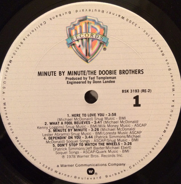 The Doobie Brothers : Minute By Minute (LP, Album, Club, Ter)