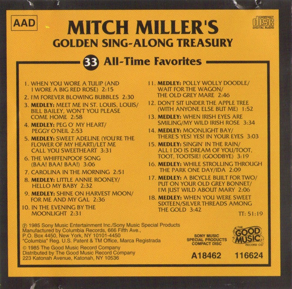 Mitch Miller : Mitch Miller's Golden Sing-Along Treasury: 33 All-Time Favorites (CD, Comp, RE)