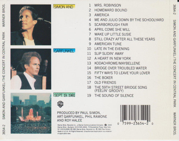 Simon & Garfunkel : The Concert In Central Park (CD, Album, RE)