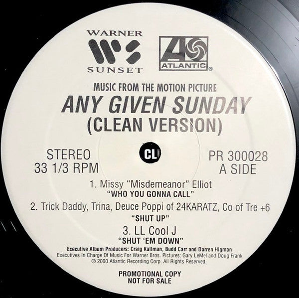 Various : Music From The Motion Picture Any Given Sunday (3xLP, Comp, Promo, Cle)