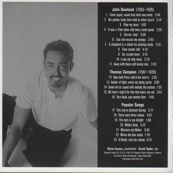 Brian Asawa With David Tayler : The Dark Is My Delight and Other 16th Century Lute Songs (CD, Album)