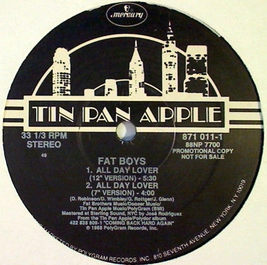 Fat Boys : Louie Louie / All Day Lover (12", Promo)