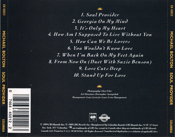 Michael Bolton : Soul Provider (CD, Album, RP)