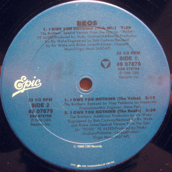 Bros : I Owe You Nothing (12")