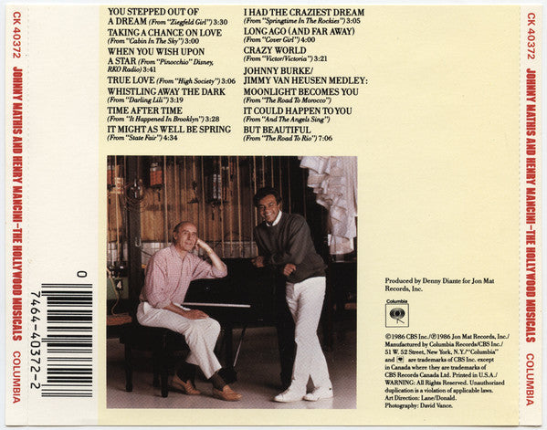 Johnny Mathis & Henry Mancini : The Hollywood Musicals (CD, Album)