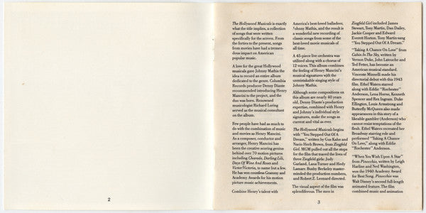 Johnny Mathis & Henry Mancini : The Hollywood Musicals (CD, Album)