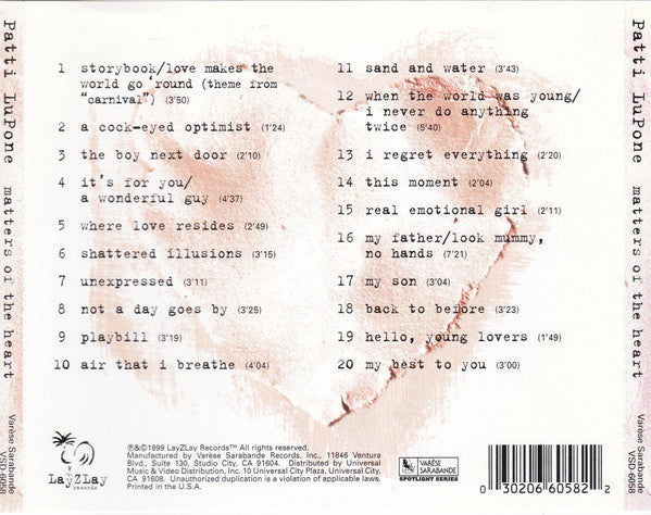 Patti LuPone : Matters Of The Heart (CD, Album)