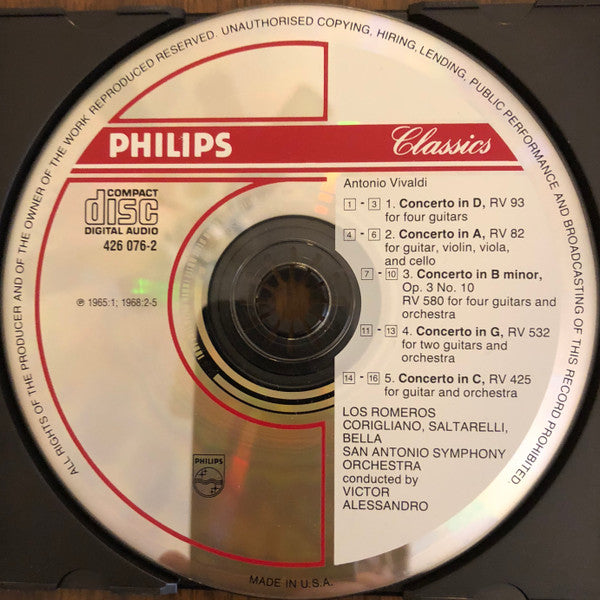 The Romeros - Antonio Vivaldi, San Antonio Symphony Orchestra : Guitar Concertos (CD, Album, RE, RM)