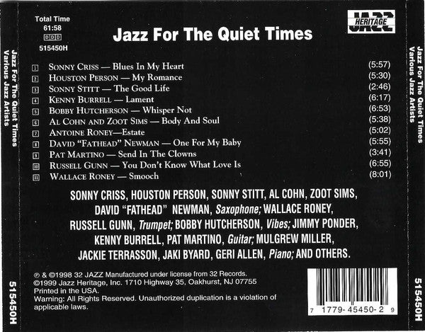 Various : Jazz For The Quiet Times (CD, Comp)