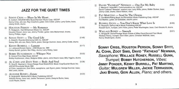 Various : Jazz For The Quiet Times (CD, Comp)