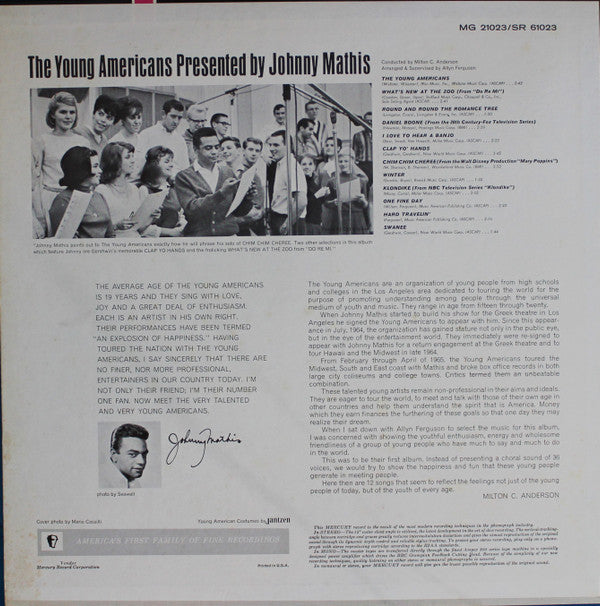 The Young Americans, Johnny Mathis : The Young Americans Presented By Johnny Mathis (LP, Album)