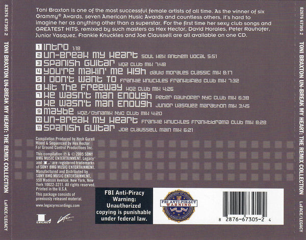 Toni Braxton : Un-Break My Heart: The Remix Collection (CD, Comp, Mixed)